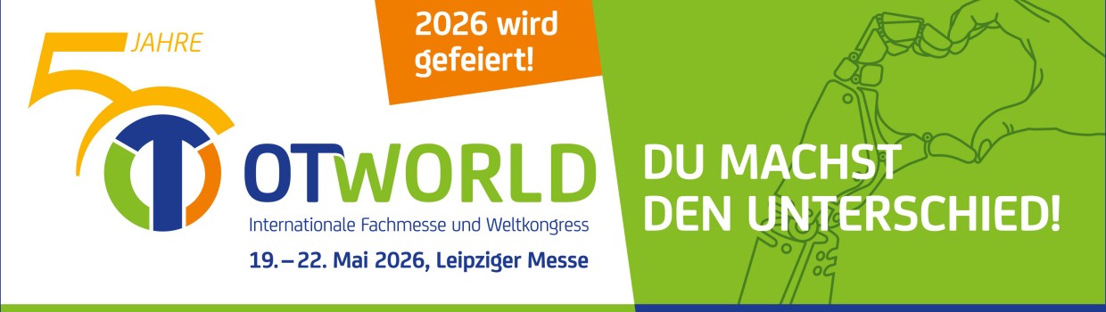 Banner mit dem Logo der OT World "50 Jahre OT World" und dem Aufruf "2026 wird gefeiert" und dem Moto "Du machst den Unterschied"