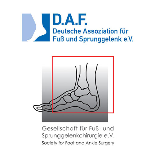 Logos DAF Deutsche Assoziation für Fuß- und Sprunggelenk e.V& GFFC Gesellschaft für Fuß- und Sprunggelenkchirugie e.V.